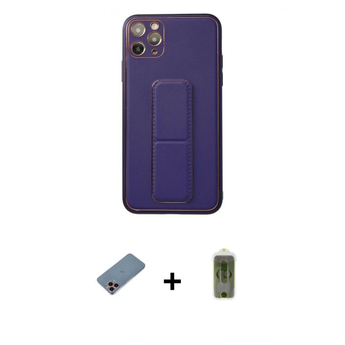 MARSİLYAN™- iPhone 11 Pro Max Kılıf Akış Doku - Siyah Joko Magic 5D Hayalet Cam + Shine Kamera Lens Koruma Cam - PE