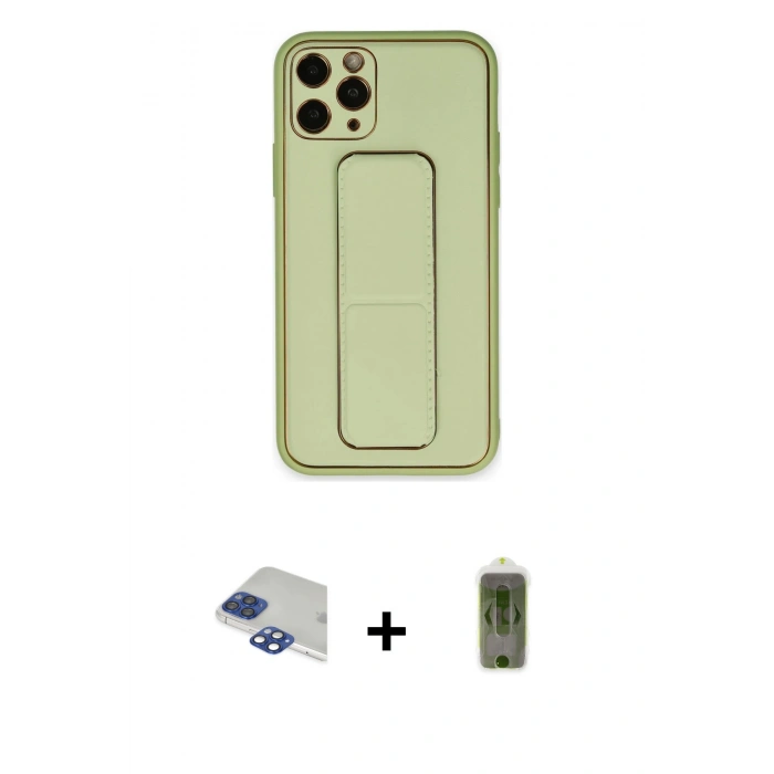 MARSİLYAN™- iPhone 11 Pro Max Kılıf Akış Doku - Siyah Joko Magic 5D Hayalet Cam + Pers Alüminyum Kamera Lens - LT