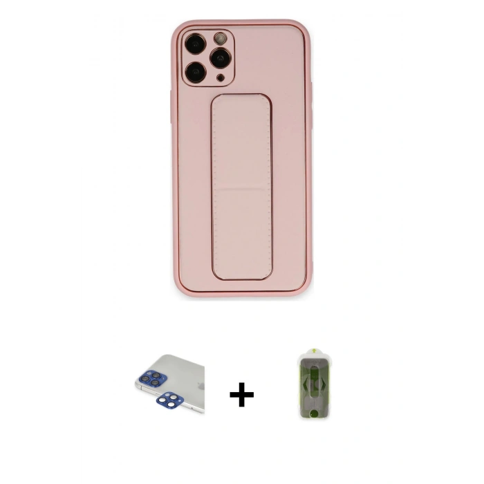 MARSİLYAN™- iPhone 11 Pro Max Kılıf Akış Doku - Siyah Joko Magic 5D Hayalet Cam + Pers Alüminyum Kamera Lens - LT