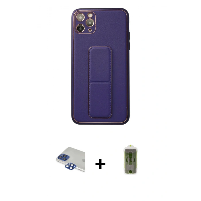 MARSİLYAN™- iPhone 11 Pro Max Kılıf Akış Doku - Siyah Joko Magic 5D Hayalet Cam + Pers Alüminyum Kamera Lens - LT