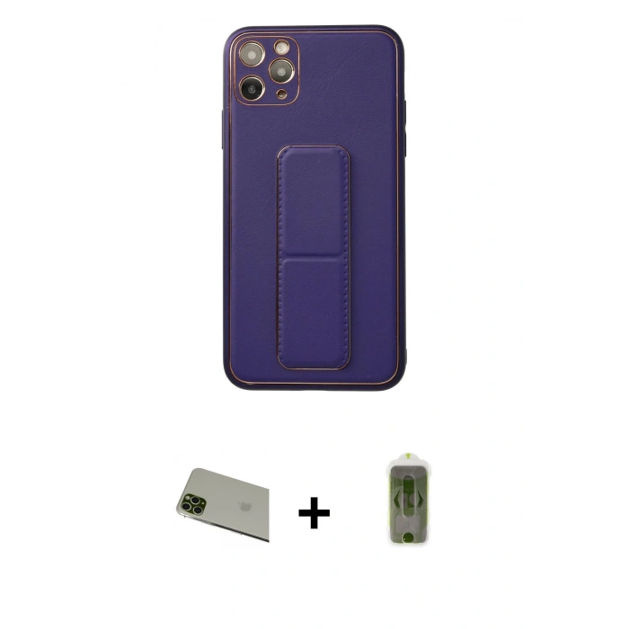 MARSİLYAN™- iPhone 11 Pro Max Kılıf Akış Doku - Siyah Joko Magic 5D Hayalet Cam + Rainbow Kamera Lens Koruma Cam - YL