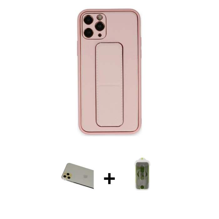 MARSİLYAN™- iPhone 11 Pro Max Kılıf Akış Doku - Siyah Joko Magic 5D Hayalet Cam + Rainbow Kamera Lens Koruma Cam - GD