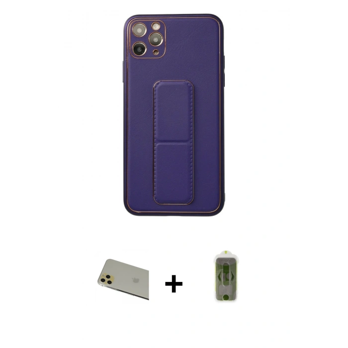 MARSİLYAN™- iPhone 11 Pro Max Kılıf Akış Doku - Siyah Joko Magic 5D Hayalet Cam + Rainbow Kamera Lens Koruma Cam - GD