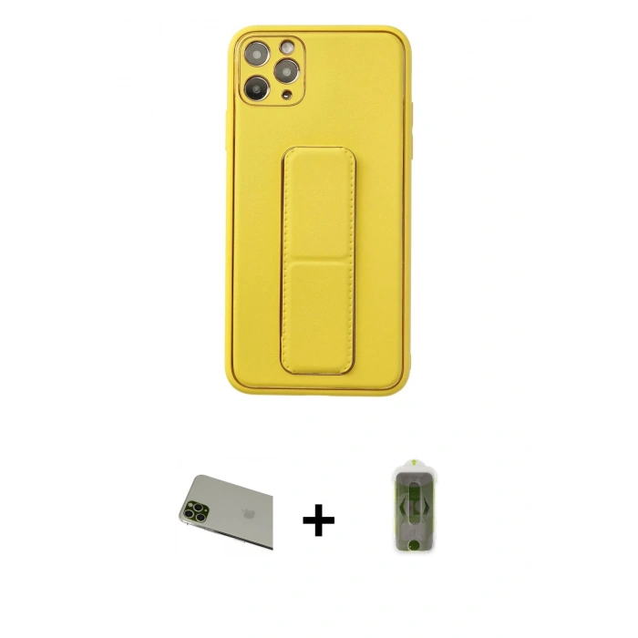 MARSİLYAN™- iPhone 11 Pro Max Kılıf Akış Doku - Siyah Joko Magic 5D Hayalet Cam + Rainbow Kamera Lens Koruma Cam - YL