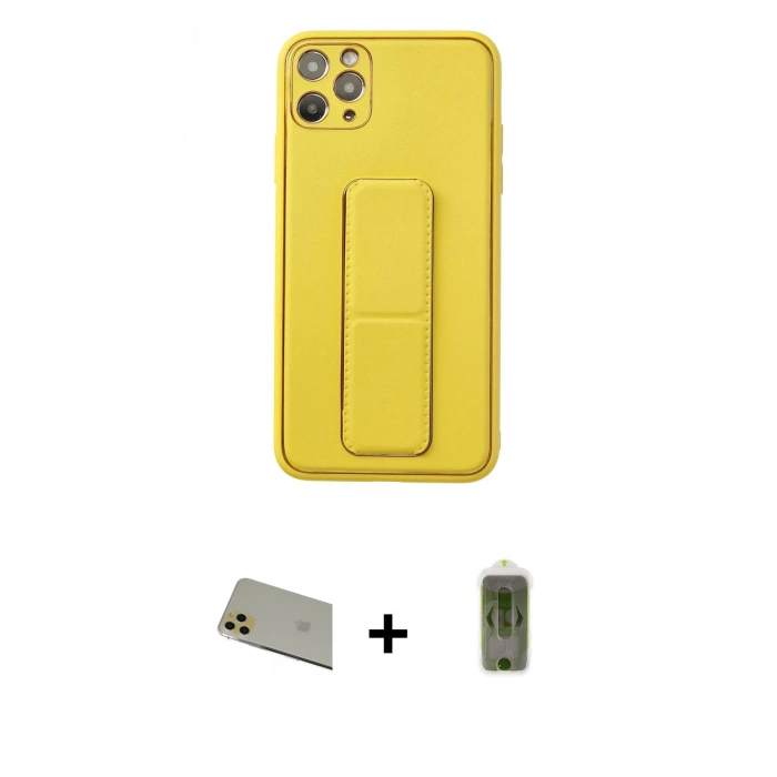 MARSİLYAN™- iPhone 11 Pro Max Kılıf Akış Doku - Siyah Joko Magic 5D Hayalet Cam + Rainbow Kamera Lens Koruma Cam - GD