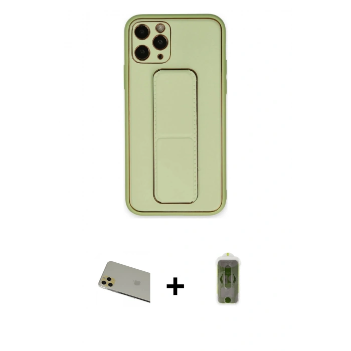 MARSİLYAN™- iPhone 11 Pro Max Kılıf Akış Doku - Siyah Joko Magic 5D Hayalet Cam + Rainbow Kamera Lens Koruma Cam - GD