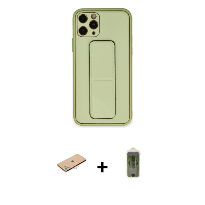 MARSİLYAN™- iPhone 11 Pro Max Kılıf Akış Doku - Siyah Joko Magic 5D Hayalet Cam + Renkli Kamera Lens Koruma Cam - PE
