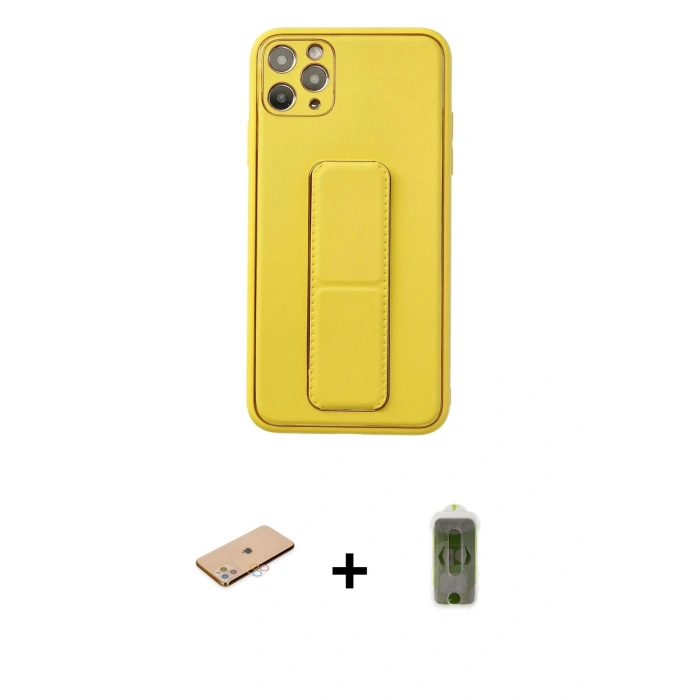 MARSİLYAN™- iPhone 11 Pro Max Kılıf Akış Doku - Siyah Joko Magic 5D Hayalet Cam + Renkli Kamera Lens Koruma Cam - PE