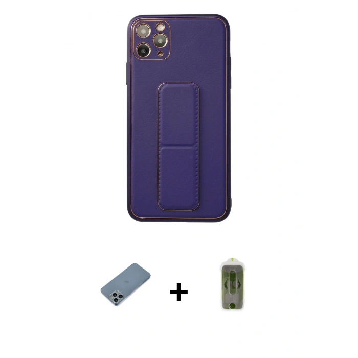 MARSİLYAN™- iPhone 11 Pro Max Kılıf Akış Doku - Siyah Joko Magic 5D Hayalet Cam + Shine Kamera Lens Koruma Cam - SABE