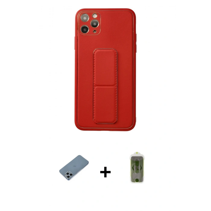 MARSİLYAN™- iPhone 11 Pro Max Kılıf Akış Doku - Siyah Joko Magic 5D Hayalet Cam + Sierra Blue Shine Kamera Lens Koruma Cam