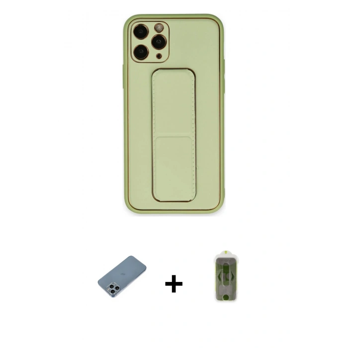 MARSİLYAN™- iPhone 11 Pro Max Kılıf Akış Doku - Siyah Joko Magic 5D Hayalet Cam + Sierra Blue Shine Kamera Lens Koruma Cam