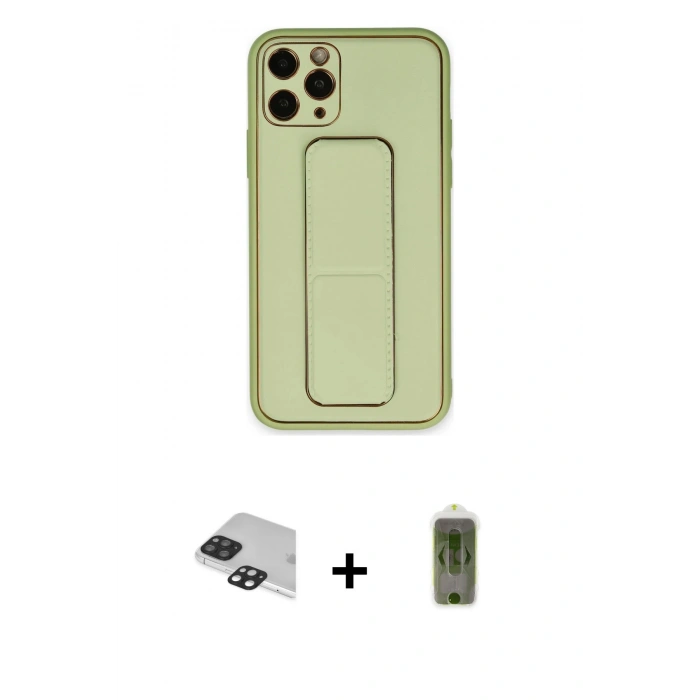 MARSİLYAN™- iPhone 11 Pro Max Kılıf Akış Doku - Siyah Joko Magic 5D Hayalet Cam + Pers Alüminyum Kamera Lens - SH