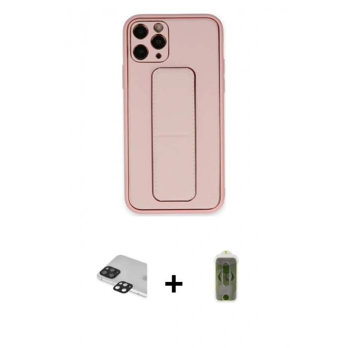 MARSİLYAN™- iPhone 11 Pro Max Kılıf Akış Doku - Siyah Joko Magic 5D Hayalet Cam + Pers Alüminyum Kamera Lens - SH