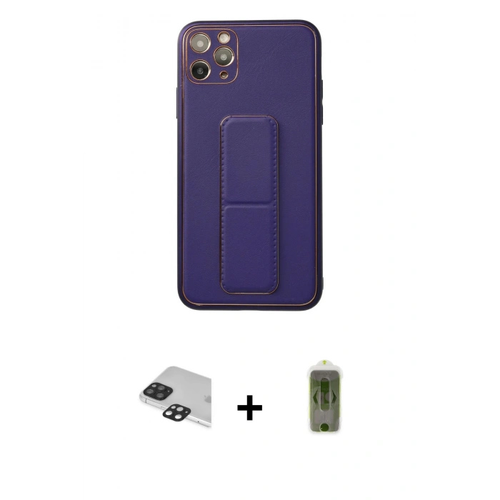 MARSİLYAN™- iPhone 11 Pro Max Kılıf Akış Doku - Siyah Joko Magic 5D Hayalet Cam + Pers Alüminyum Kamera Lens - SH