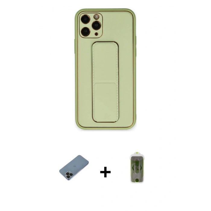 MARSİLYAN™- iPhone 11 Pro Max Kılıf Akış Doku - Siyah Joko Magic 5D Hayalet Cam + Shine Kamera Lens Koruma Cam - SH