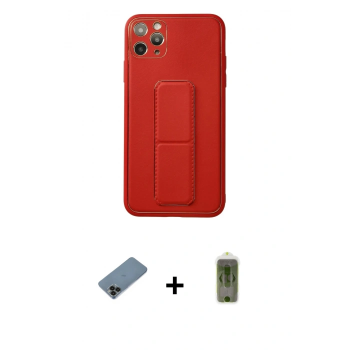 MARSİLYAN™- iPhone 11 Pro Max Kılıf Akış Doku - Siyah Joko Magic 5D Hayalet Cam + Shine Kamera Lens Koruma Cam - SH
