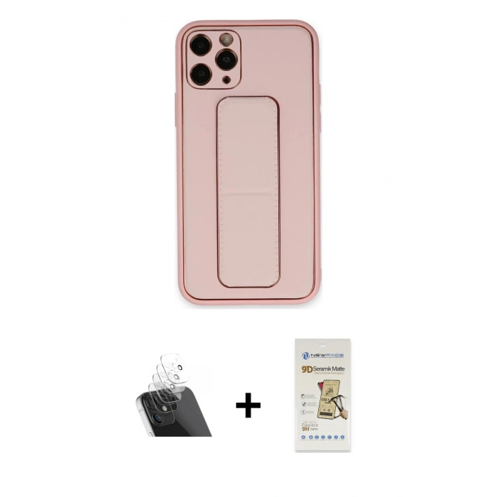 MARSİLYAN™- iPhone 11 Pro Max Kılıf Akış Doku - Siyah Mat Seramik Nano Ekran Koruyucu + Kamera Lens Koruma Cam - SF