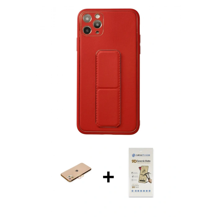 MARSİLYAN™- iPhone 11 Pro Max Kılıf Akış Doku - Siyah Mat Seramik Nano Ekran Koruyucu + Renkli Kamera Lens Koruma Cam - TU