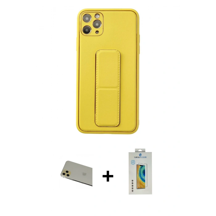 MARSİLYAN™- iPhone 11 Pro Max Kılıf Akış Doku - Siyah Polymer Nano Ekran Koruyucu + Rainbow Kamera Lens Koruma Cam - GD