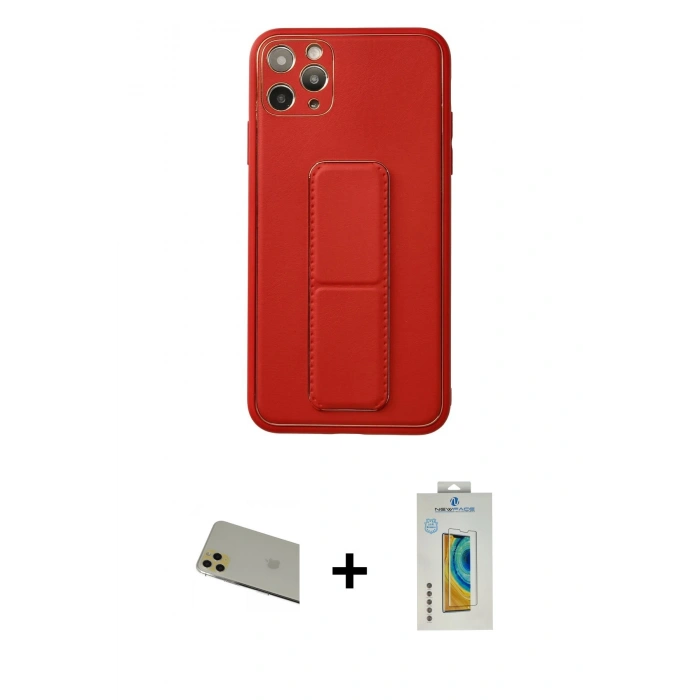 MARSİLYAN™- iPhone 11 Pro Max Kılıf Akış Doku - Siyah Polymer Nano Ekran Koruyucu + Rainbow Kamera Lens Koruma Cam - GD