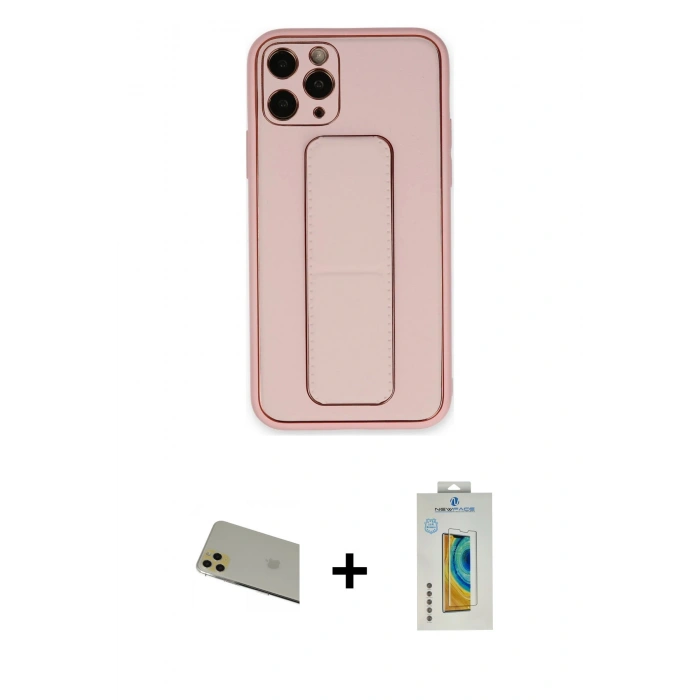 MARSİLYAN™- iPhone 11 Pro Max Kılıf Akış Doku - Siyah Polymer Nano Ekran Koruyucu + Rainbow Kamera Lens Koruma Cam - GD