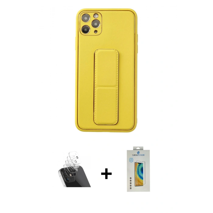MARSİLYAN™- iPhone 11 Pro Max Kılıf Akış Doku - Siyah Polymer Nano Ekran Koruyucu + Kamera Lens Koruma Cam - SF