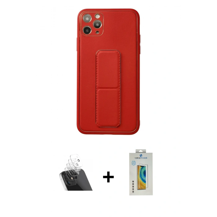 MARSİLYAN™- iPhone 11 Pro Max Kılıf Akış Doku - Siyah Polymer Nano Ekran Koruyucu + Kamera Lens Koruma Cam - SF