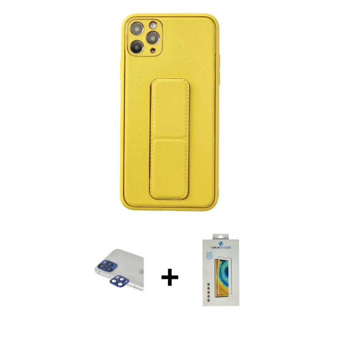 MARSİLYAN™- iPhone 11 Pro Max Kılıf Akış Doku - Siyah Polymer Nano Ekran Koruyucu + Lacivert Pers Alüminyum Kamera Lens