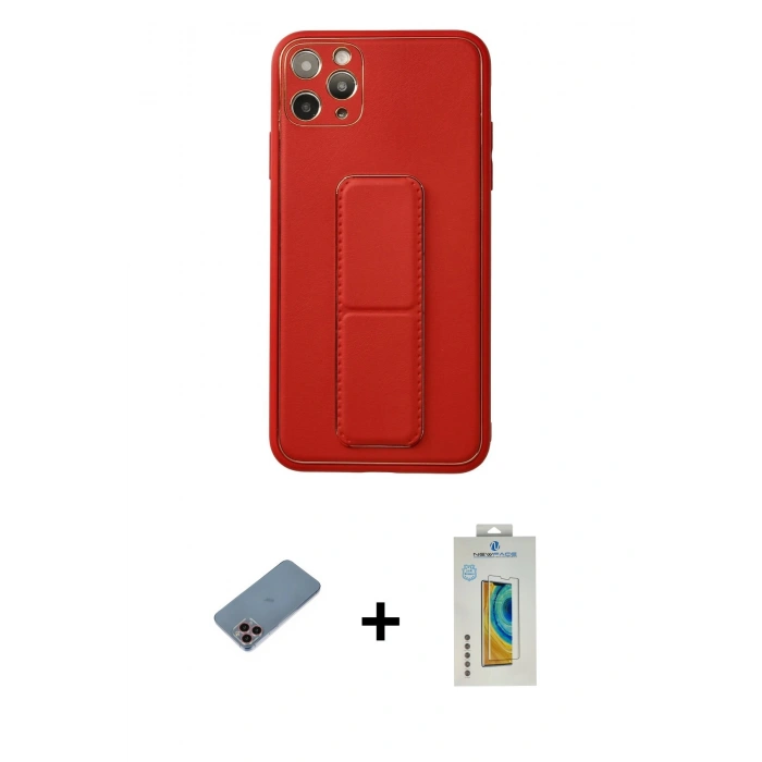 MARSİLYAN™- iPhone 11 Pro Max Kılıf Akış Doku - Siyah Polymer Nano Ekran Koruyucu + Shine Kamera Lens Koruma Cam - PE