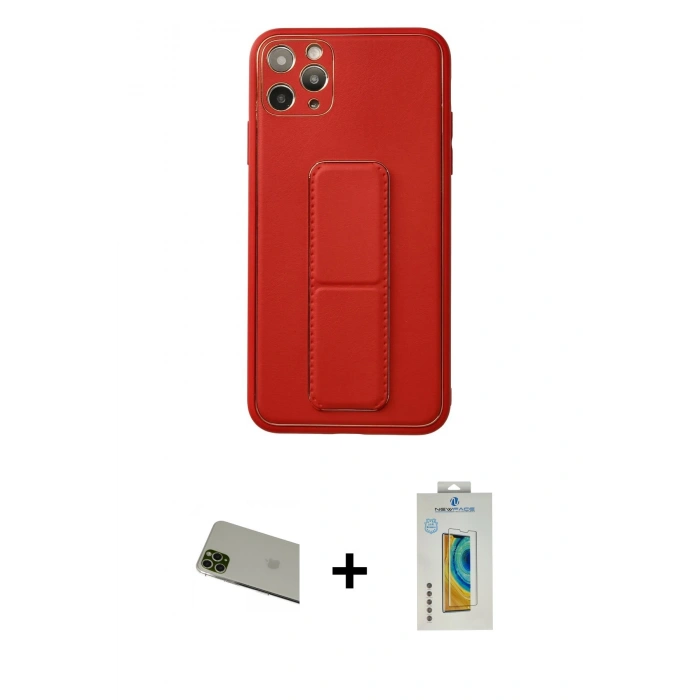 MARSİLYAN™- iPhone 11 Pro Max Kılıf Akış Doku - Siyah Polymer Nano Ekran Koruyucu + Rainbow Kamera Lens Koruma Cam - YL