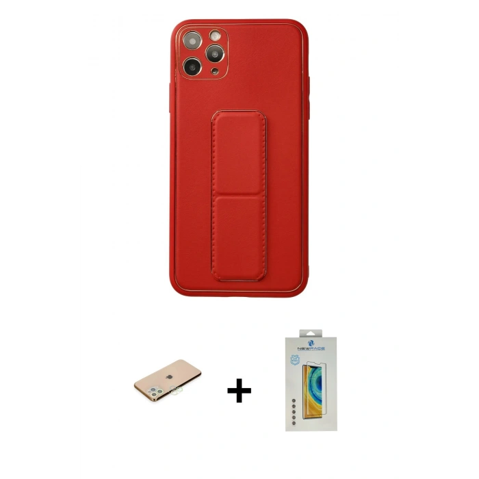 MARSİLYAN™- iPhone 11 Pro Max Kılıf Akış Doku - Siyah Polymer Nano Ekran Koruyucu + Renkli Kamera Lens Koruma Cam - YL