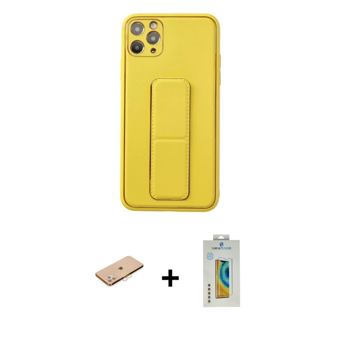 MARSİLYAN™- iPhone 11 Pro Max Kılıf Akış Doku - Siyah Polymer Nano Ekran Koruyucu + Renkli Kamera Lens Koruma Cam - TU