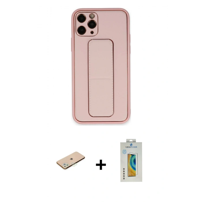 MARSİLYAN™- iPhone 11 Pro Max Kılıf Akış Doku - Siyah Polymer Nano Ekran Koruyucu + Renkli Kamera Lens Koruma Cam - YL