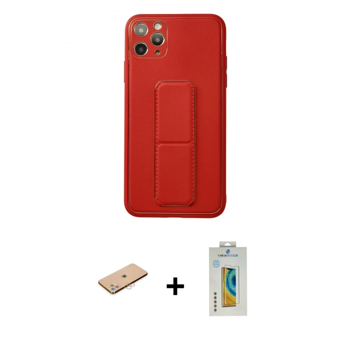 MARSİLYAN™- iPhone 11 Pro Max Kılıf Akış Doku - Siyah Polymer Nano Ekran Koruyucu + Renkli Kamera Lens Koruma Cam - PE