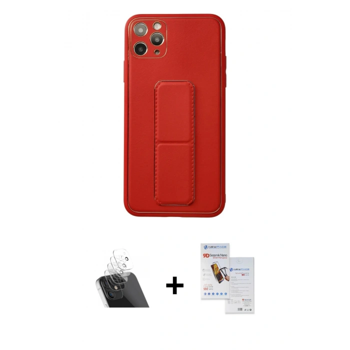 MARSİLYAN™- iPhone 11 Pro Max Kılıf Akış Doku - Siyah Seramik Nano Ekran Koruyucu + Kamera Lens Koruma Cam - SF