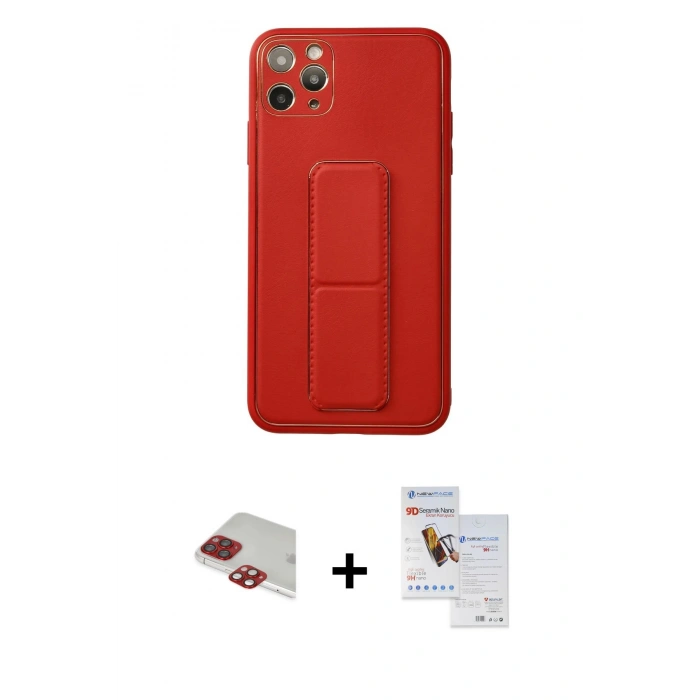 MARSİLYAN™- iPhone 11 Pro Max Kılıf Akış Doku - Siyah Seramik Nano Ekran Koruyucu + Pers Alüminyum Kamera Lens - KI
