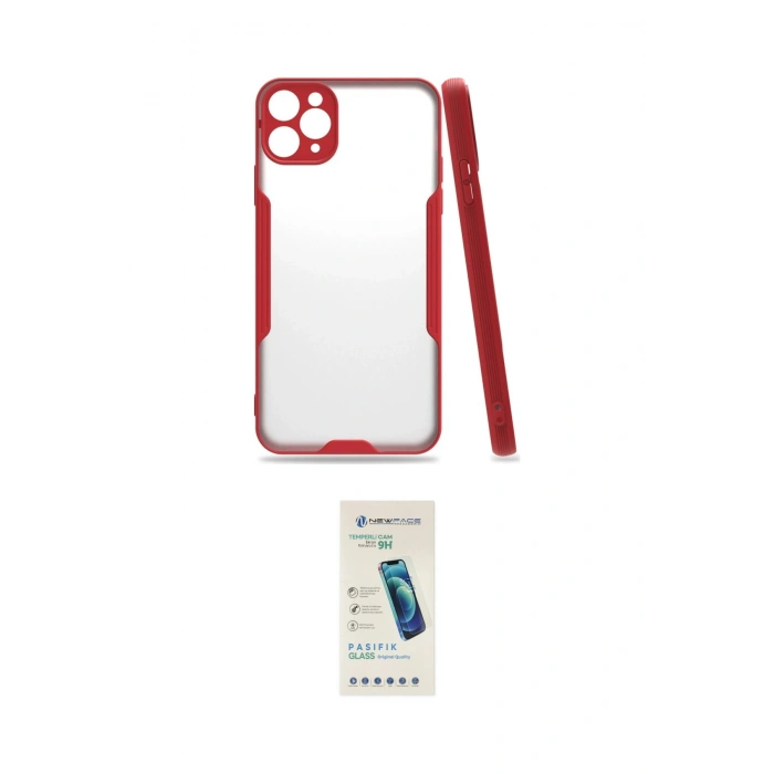 MARSİLYAN™- iPhone 11 Pro Max Kılıf Atlas Asil Serisi - Şeffaf Pasifik Cam Ekran Koruyucu