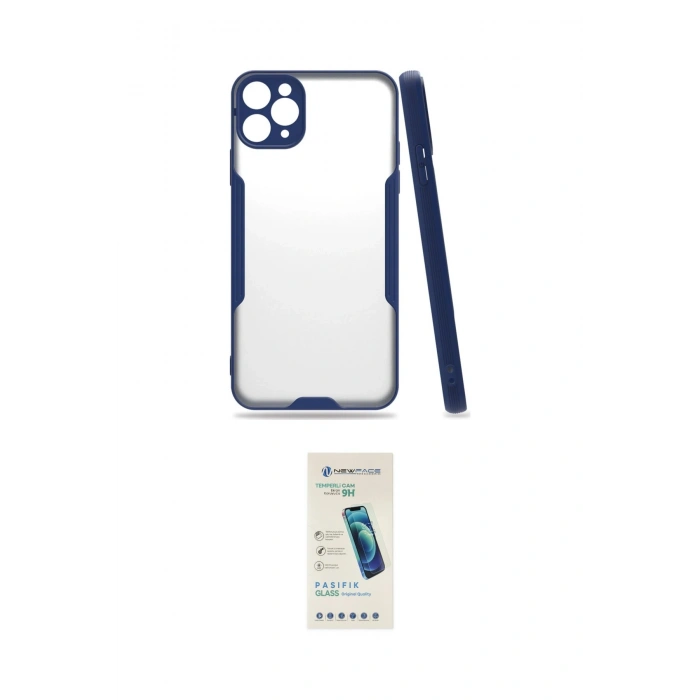 MARSİLYAN™- iPhone 11 Pro Max Kılıf Atlas Asil Serisi - Şeffaf Pasifik Cam Ekran Koruyucu