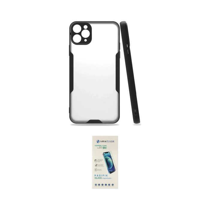 MARSİLYAN™- iPhone 11 Pro Max Kılıf Atlas Asil Serisi - Şeffaf Pasifik Cam Ekran Koruyucu