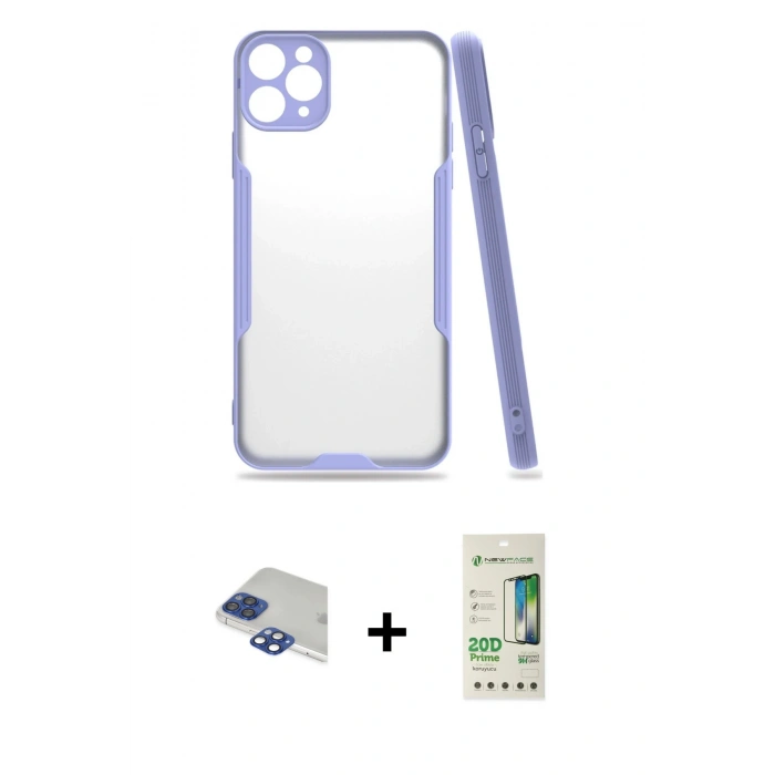 MARSİLYAN™- iPhone 11 Pro Max Kılıf Atlas Asil Serisi - Siyah 20D Premium Cam Ekran Koruyucu + Pers Alüminyum Kamera Lens - LT