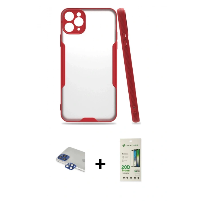 MARSİLYAN™- iPhone 11 Pro Max Kılıf Atlas Asil Serisi - Siyah 20D Premium Cam Ekran Koruyucu + Pers Alüminyum Kamera Lens - LT