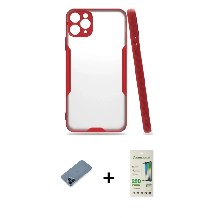 MARSİLYAN™- iPhone 11 Pro Max Kılıf Atlas Asil Serisi - Siyah 20D Premium Cam Ekran Koruyucu + Metal Kamera Lens Koruma Cam - MI