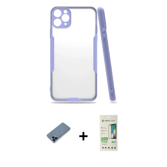MARSİLYAN™- iPhone 11 Pro Max Kılıf Atlas Asil Serisi - Siyah 20D Premium Cam Ekran Koruyucu + Metal Kamera Lens Koruma Cam - MI