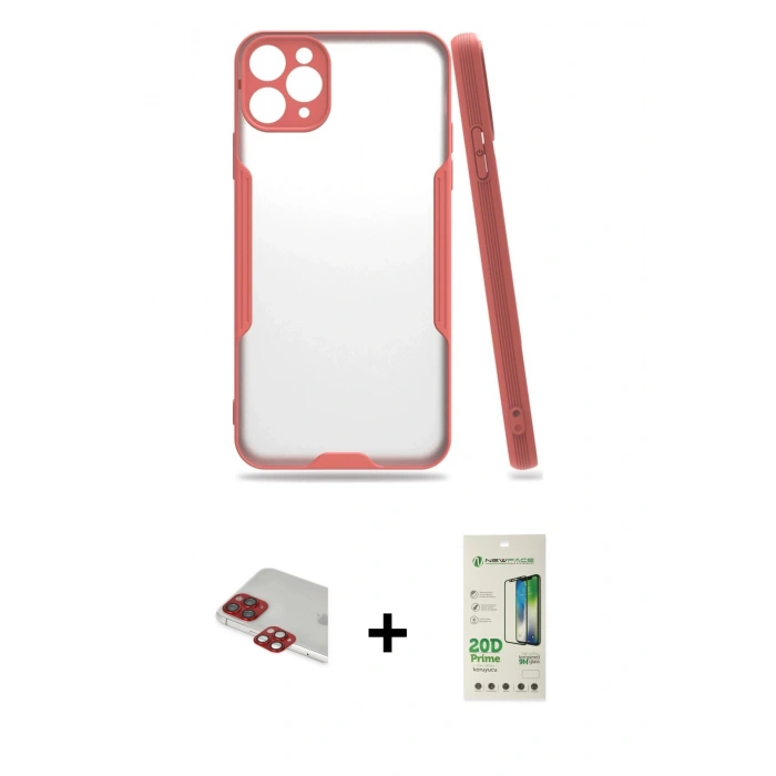 MARSİLYAN™- iPhone 11 Pro Max Kılıf Atlas Asil Serisi - Siyah 20D Premium Cam Ekran Koruyucu + Pers Alüminyum Kamera Lens - KI