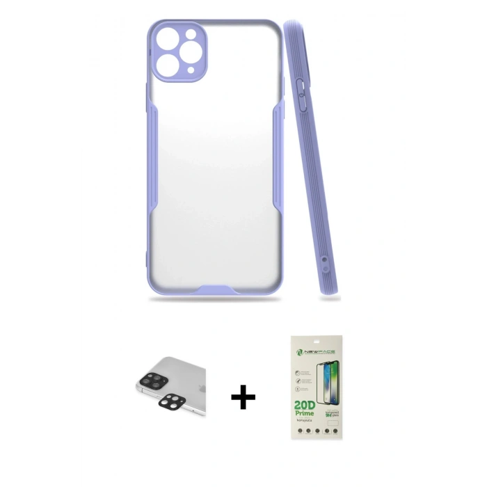 MARSİLYAN™- iPhone 11 Pro Max Kılıf Atlas Asil Serisi - Siyah 20D Premium Cam Ekran Koruyucu + Pers Alüminyum Kamera Lens - SH