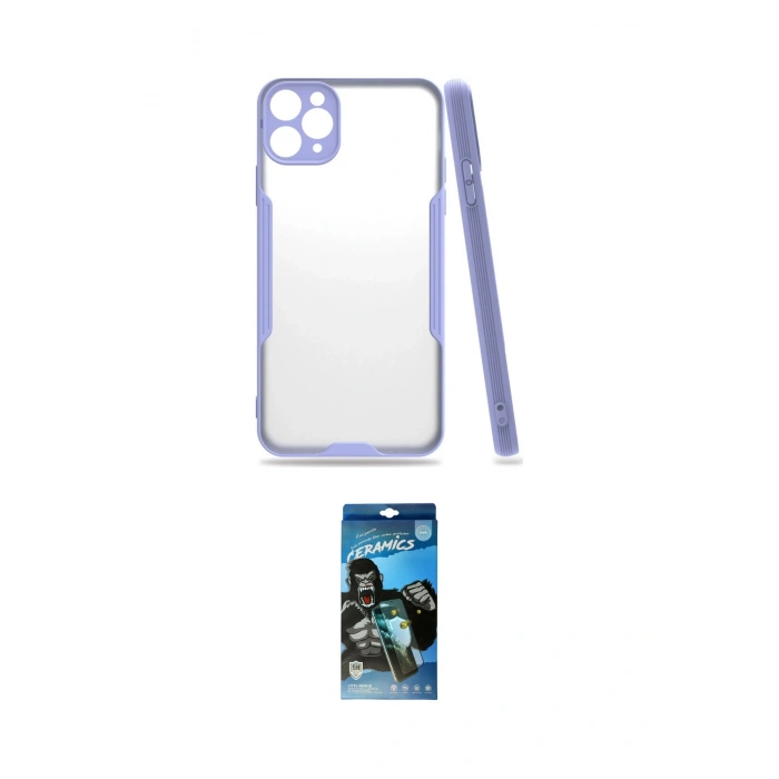 MARSİLYAN™- iPhone 11 Pro Max Kılıf Atlas Asil Serisi - Siyah 34D Izgaralı Cam