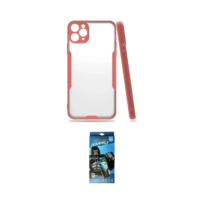 MARSİLYAN™- iPhone 11 Pro Max Kılıf Atlas Asil Serisi - Siyah 34D Izgaralı Cam
