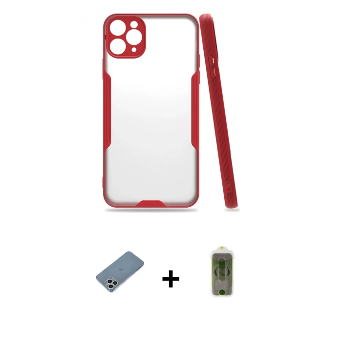 MARSİLYAN™- iPhone 11 Pro Max Kılıf Atlas Asil Serisi - Siyah Joko Magic 5D Hayalet Cam + Shine Kamera Lens Koruma Cam - GS
