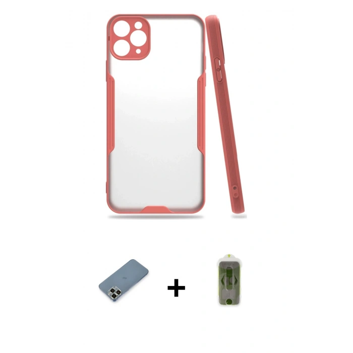 MARSİLYAN™- iPhone 11 Pro Max Kılıf Atlas Asil Serisi - Siyah Joko Magic 5D Hayalet Cam + Metal Kamera Lens Koruma Cam - AKYL