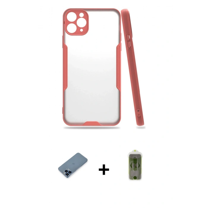 MARSİLYAN™- iPhone 11 Pro Max Kılıf Atlas Asil Serisi - Siyah Joko Magic 5D Hayalet Cam + Metal Kamera Lens Koruma Cam - MI